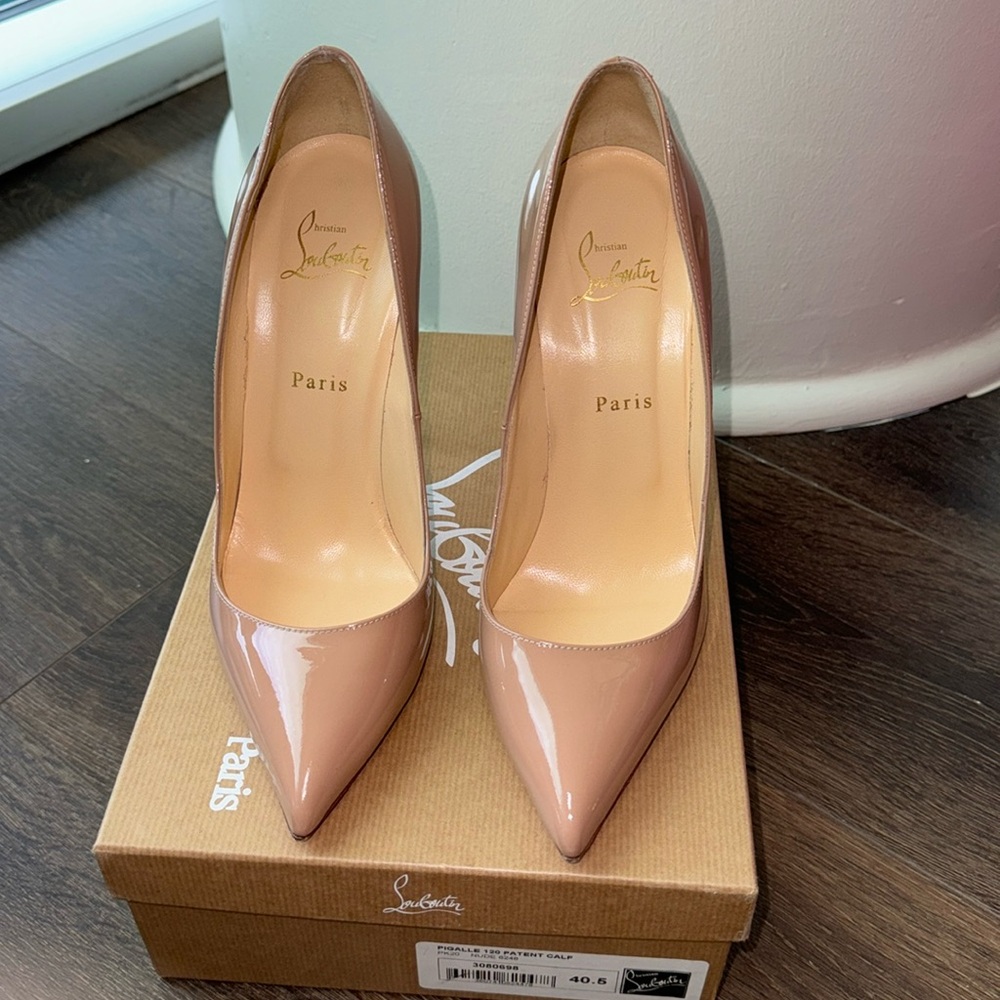 Christian Louboutin Pigalle 120 Nude Patent Heels size 40.5
